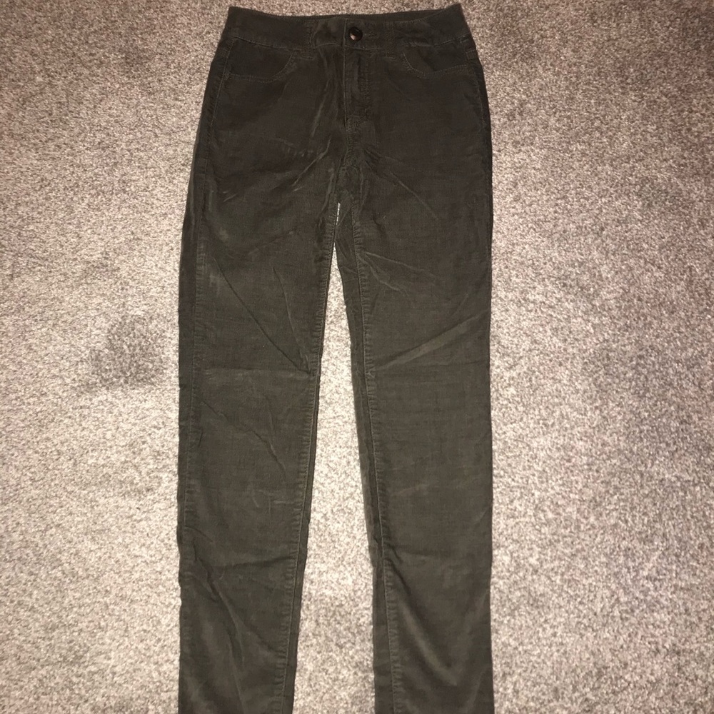 Olive green velvet jeans